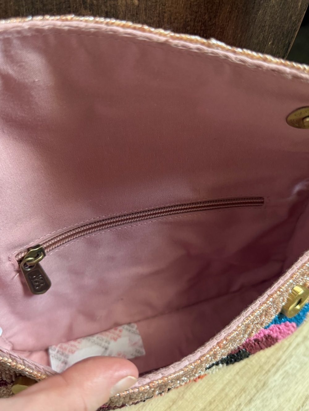 Beaded Multicolor Women’s Shoulder Bag - Pink Strap - Picture 3 of 3